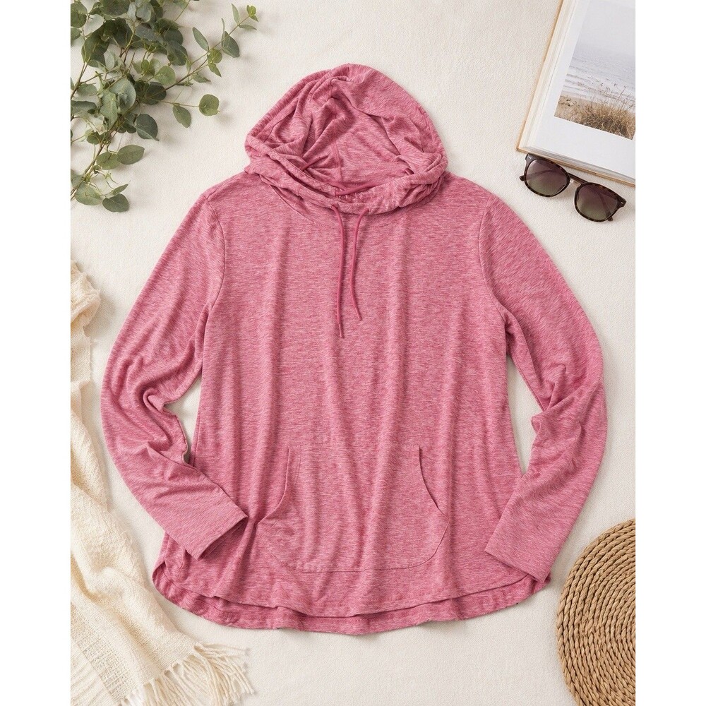 RBX Womens 2X Pink Heather Lightweight Pullover Hoodie Activewear Stretch
